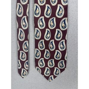 Robert Talbott Tie Mens One Size Red Paisley Silk Jacquard Made USA Hand Sewn